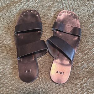 Joie Black Double-Strap Slide Sandals with Toe Studs